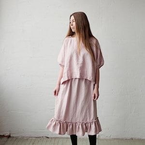 Baby Pink Summer Tunic, Linen Tunic, Linen Shirt, Linen Blouse, Oversized Linen Tunic, Kimono Style Tunic, Loose fit Tunic, Plus Size Shirt
