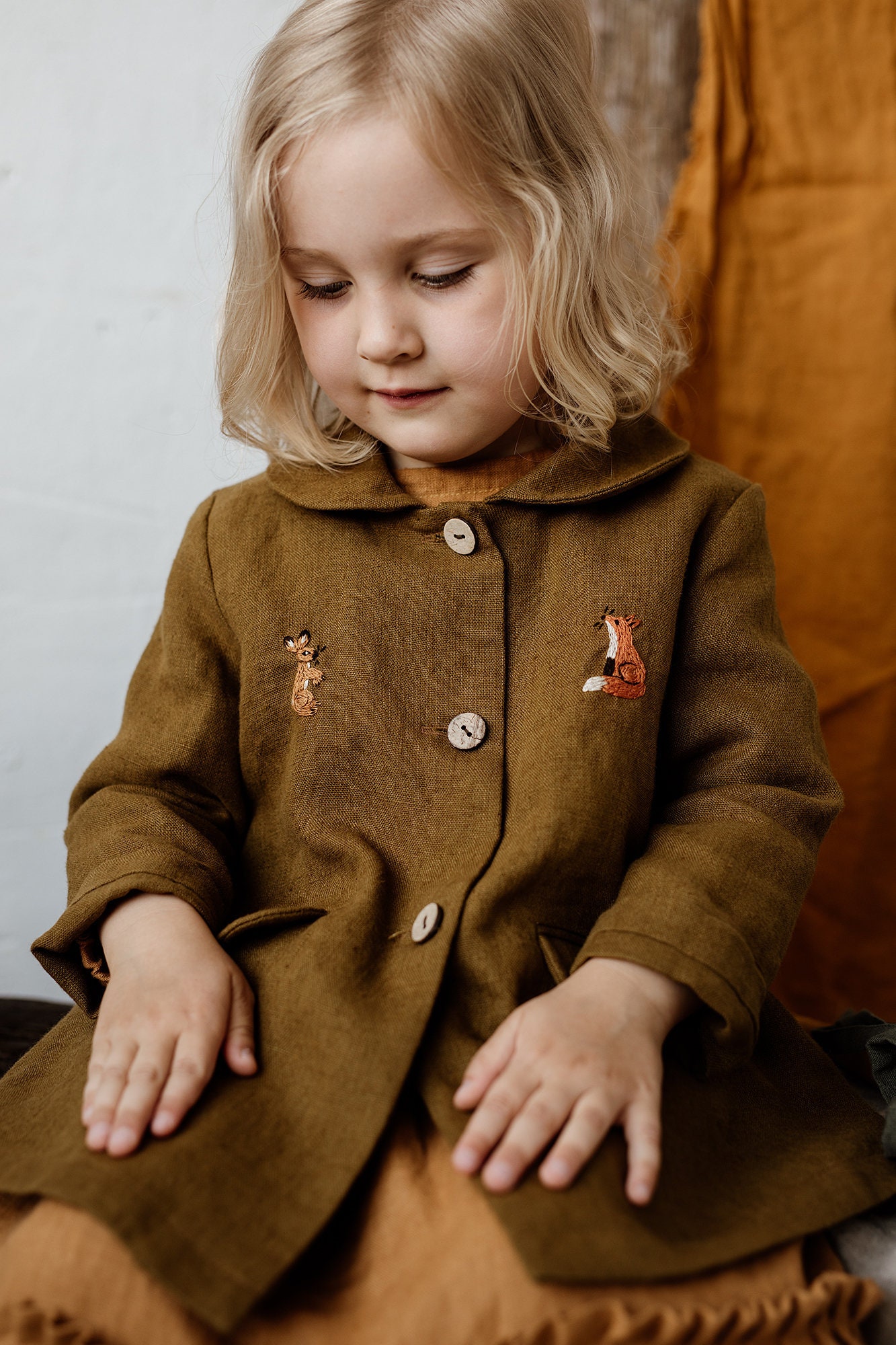 Unisex Linen Midi Coat Kids 12 Different Colours 6 Different Etsy