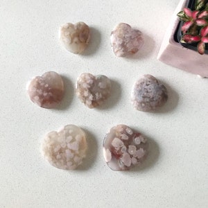 Heart shaped Flower Agate “Cherry Blossom” - S, M, L sizes