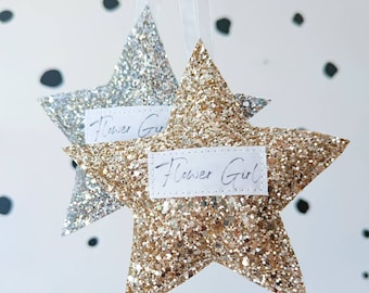 Medium glitter star, Bridesmaid  gift, Bridesmaid gift, flower girl gift.