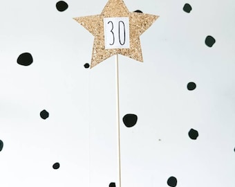 Milestone Glitter star gift flag, cake topper, bouquet embellishment, gift. Personalised.