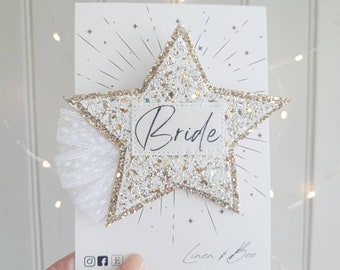 Large Hen Party Star Badge. Bride to be, Bridesmaid, team bride, bride tribe.