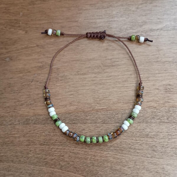 Women's Boho Adjustable Beaded Bracelet, Single Strand Bracelet, Macrame Slip Knot Bracelet, Boho Style Beaded Bracelet, Women's Gifts
