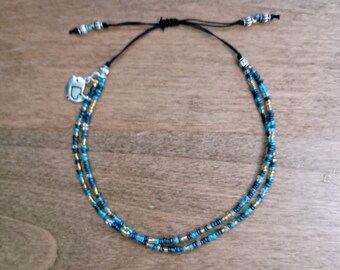 Women's Boho Ankle Bracelet, Beach Style Beaded Anklet, Adjustable Beaded Ankle Bracelet, Hippie Style Anklet, Charm Anklet