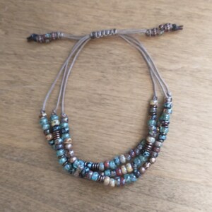 Women&#39;s Adjustable Beaded Bracelet, Three Strand Multi Colored Adjustable Beaded Bracelet, Boho Style Bracelet, Women&#39;s Jewelry