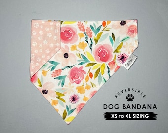 Spring Floral Dog Bandana: Reversible Cotton Over-the-Collar