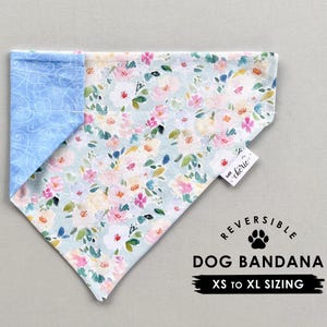 Spring Floral Dog Bandana: Reversible Over-the-Collar Cotton Pet Scarf