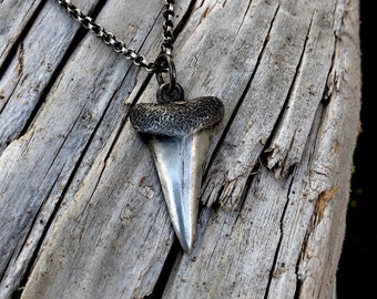 Shark tooth necklace. Ocean jewelry. Sterling silver charms. mens jewelry, unisex pendant. shark week. tooth charms.