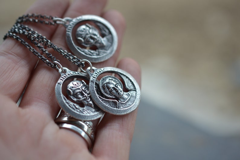 Sinner Saint Necklace. Reversible Medallion. Good and Evil
