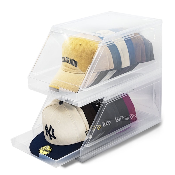 2 Pack-The CapBox 2 Clear Plastic Hat Cap Rack Organizer Demo Version this item will be sold for a limited time only
