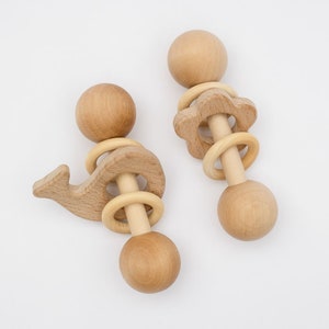 Wooden Rattle Baby's first rattle Baby Rattle Wood baby toy zdjęcie 8