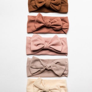 Ribbed Baby Bow Headband Cotton Headband Bow Headband Baby bow Baby headband image 2