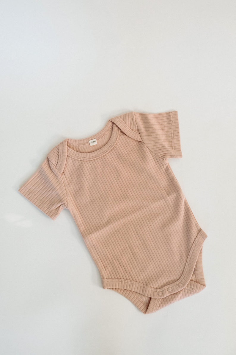 Cotton bodysuit ribbed cotton baby romper, baby shower gift, gender neutral, baby girl gifts, spring clothing outfit Rose