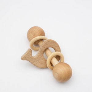 Wooden Rattle Baby's first rattle Baby Rattle Wood baby toy zdjęcie 6