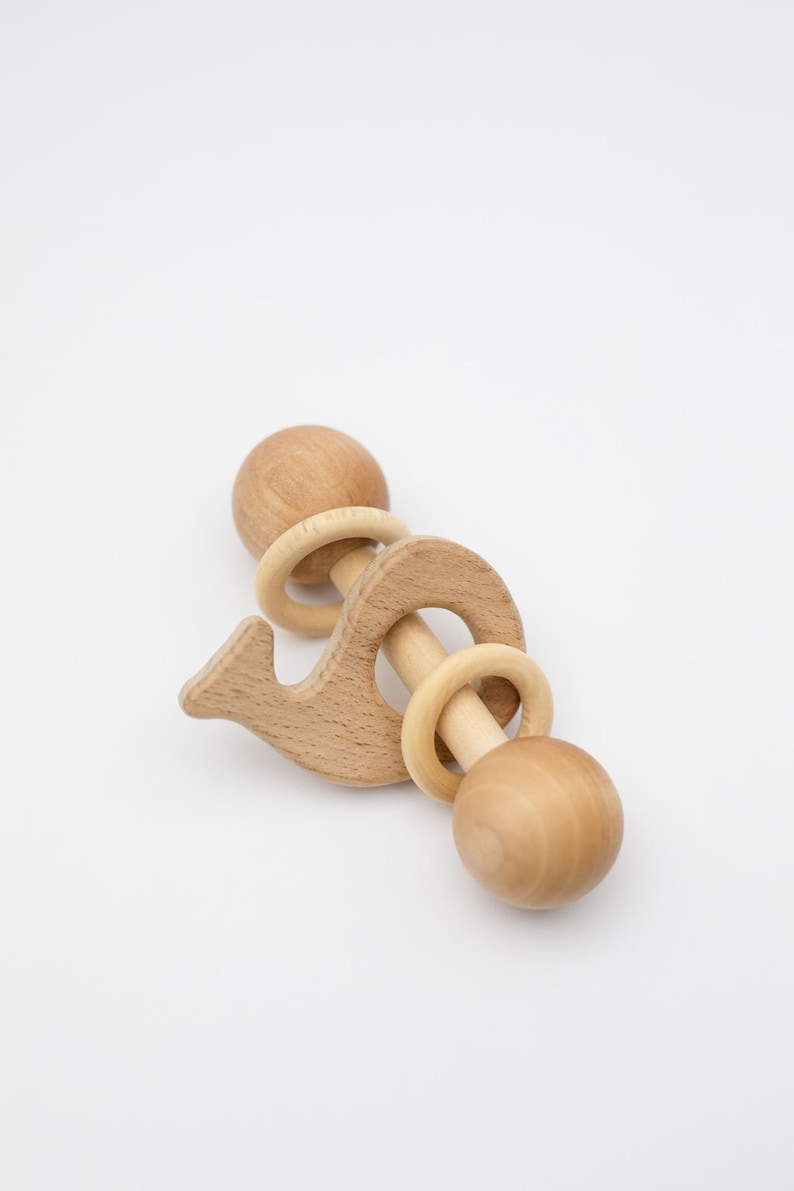 Wooden Rattle Baby's first rattle Baby Rattle Wood baby toy zdjęcie 6