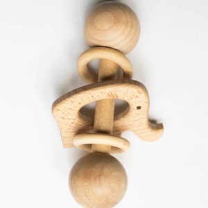 Wooden Rattle Baby's first rattle Baby Rattle Wood baby toy zdjęcie 3