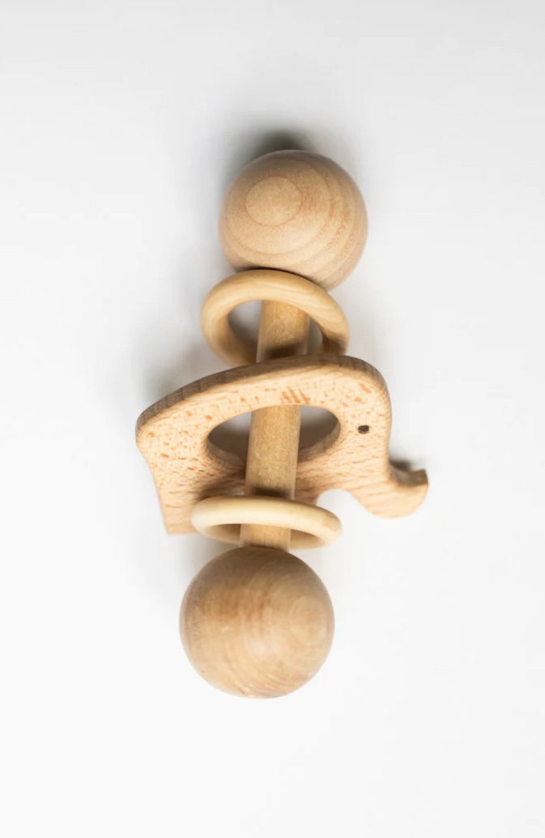 Wooden Rattle Baby's first rattle Baby Rattle Wood baby toy zdjęcie 3