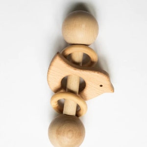 Wooden Rattle Baby's first rattle Baby Rattle Wood baby toy zdjęcie 4