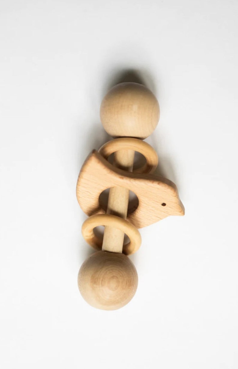 Wooden Rattle Baby's first rattle Baby Rattle Wood baby toy zdjęcie 4