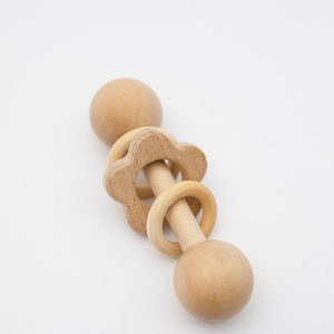Wooden Rattle Baby's first rattle Baby Rattle Wood baby toy zdjęcie 7