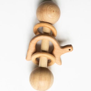 Wooden Rattle Baby's first rattle Baby Rattle Wood baby toy zdjęcie 2