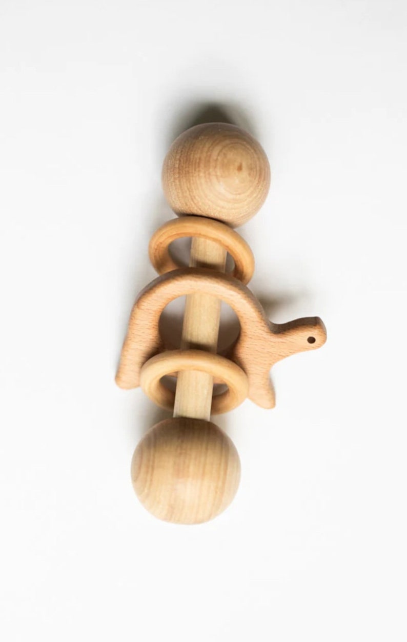 Wooden Rattle Baby's first rattle Baby Rattle Wood baby toy zdjęcie 2