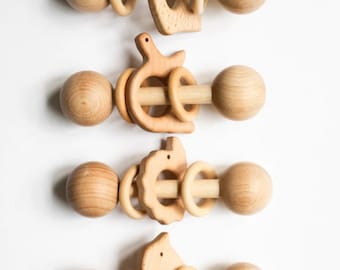 Wooden Rattle - Baby's first rattle - Baby Rattle - Wood baby toy