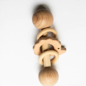 Wooden Rattle Baby's first rattle Baby Rattle Wood baby toy zdjęcie 5