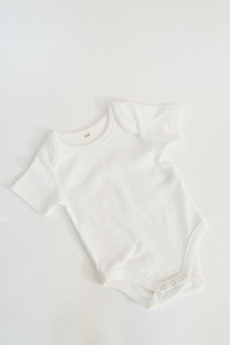 Cotton bodysuit ribbed cotton baby romper, baby shower gift, gender neutral, baby girl gifts, spring clothing outfit White