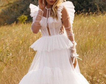 Frills Wedding Dress - Etsy
