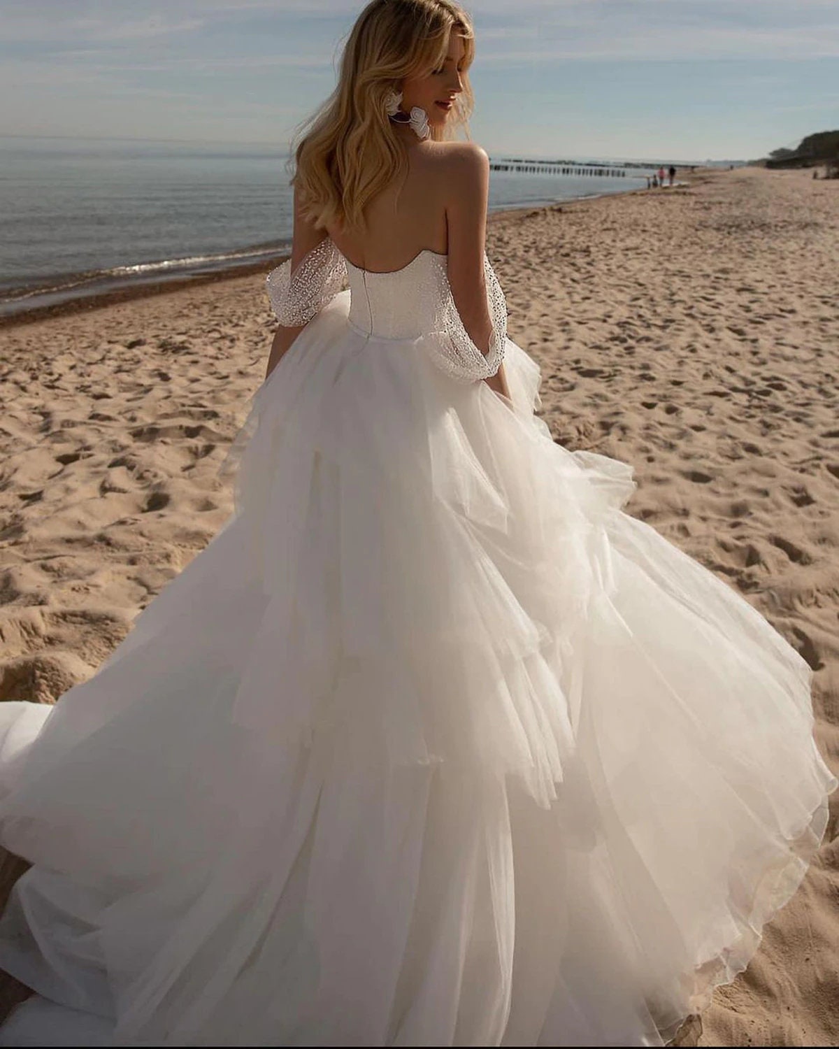 Beach Strapless Wedding Dress off the Shoulder Bridal Gown Etsy