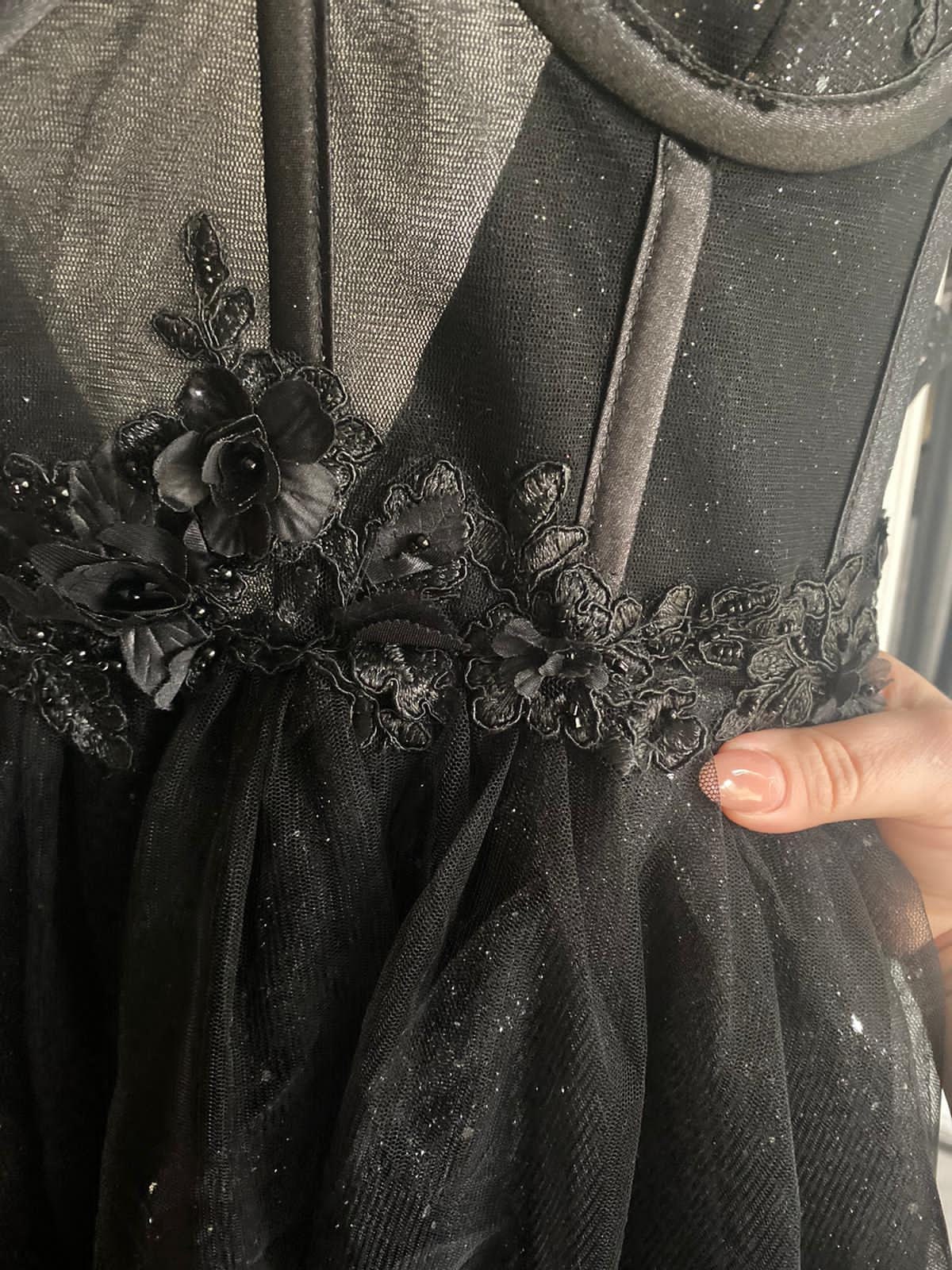 Black Glitter Tulle Prom Dress A-line Side Slit Wedding - Etsy