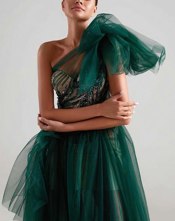 Vestido de fiesta graduación verde esmeralda España