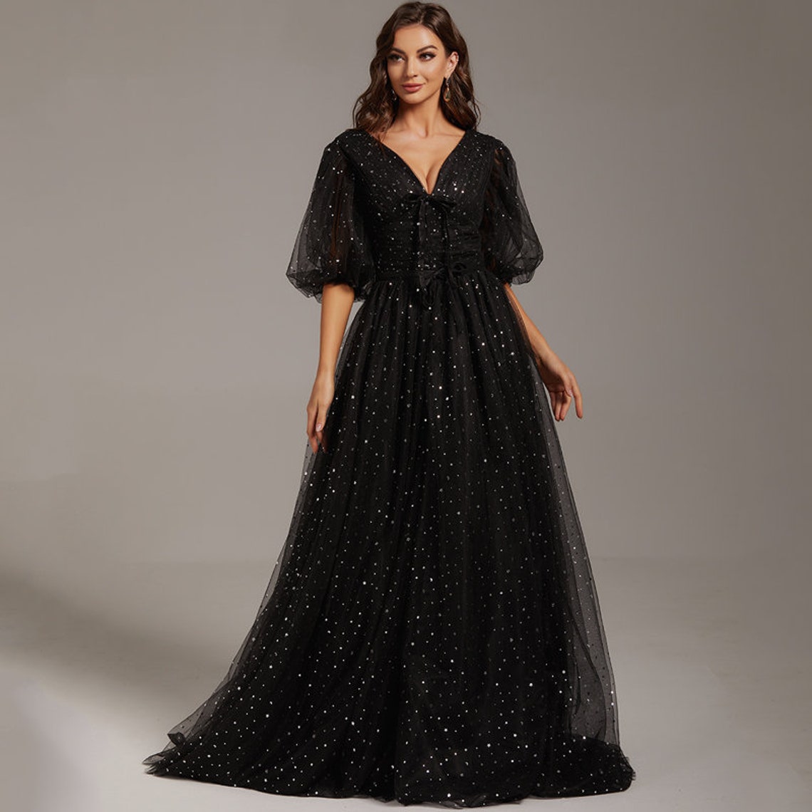 Black Evening Dresses,Tulle Evening Dress, Sexy Formal Dresses