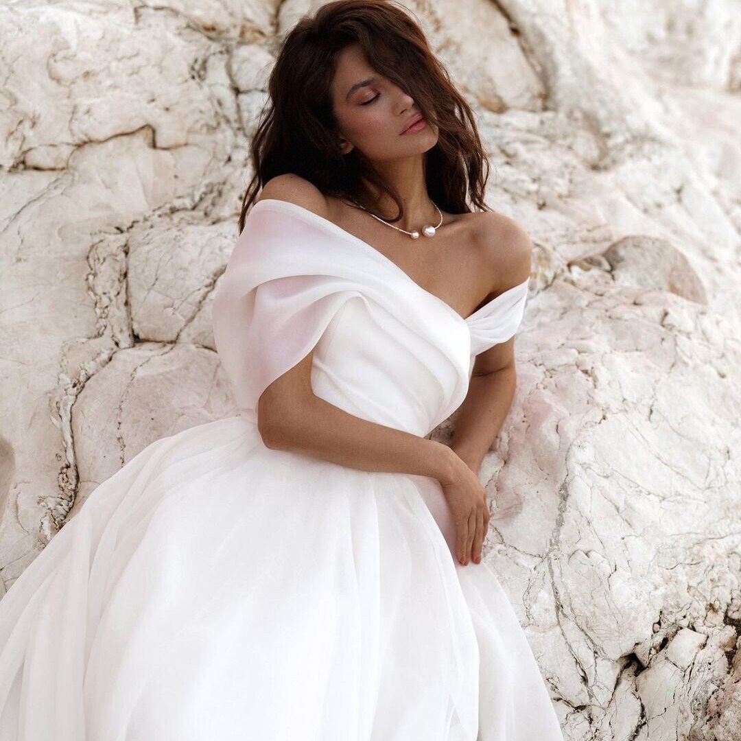 Mix Pattern Off-Shoulder Organza Dress