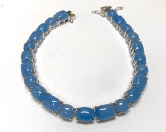 Ladies Sterling Silver Dyed Jade Bracelet