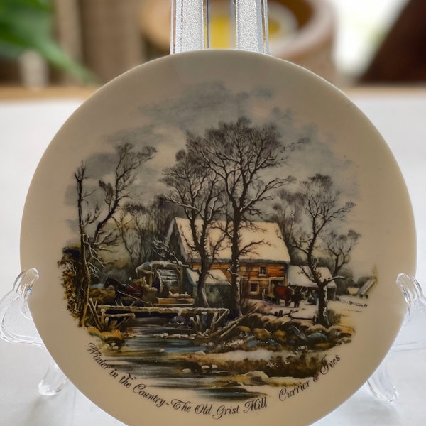 6" Winter in the Country - The Old Grist Mill Currier & Ives Plate