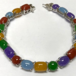 Ladies Sterling Silver Dyed Jade Bracelet