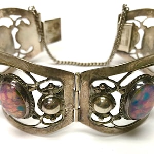 Ladies Sterling Silver and Dichroic Glass Bracelet