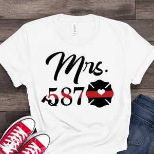 Custom Firefighter Wife Shirt, Thin Red Line, Mrs. Firefighter Gift