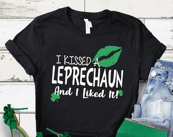 St Patricks Day Shirt: I Kissed a Leprechaun - Funny Shamrock Tee