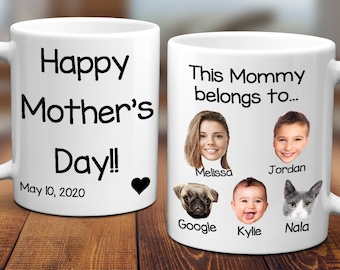 Custom Photo Mom Coffee Mug, Personalized Children & Pet Faces