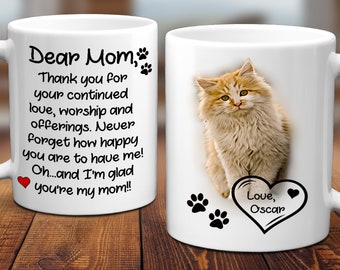 Personalized Cat Mom Coffee Mug: Custom Pet Portrait Gift