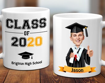 Personalized Graduation Mug: Funny Caricature Photo Gift