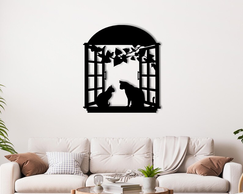 Cat Window Silhouette Wall Art | 3D Wood Decor | Cat Lovers Gift | Cozy ...
