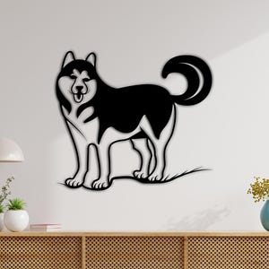 Husky 3D Wood Wall Art | Custom Color | Dog Lover Wall Decor | Handmade Pet Silhouette Sign | Modern Animal Wall Art Rustic Home Decoration