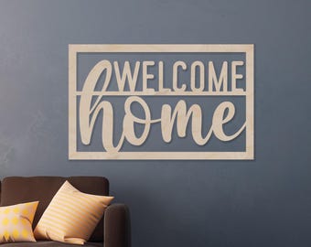 Welcome Home Wall Decor | Rustic Wooden Welcome Sign | Entryway Wall Art | Modern Farmhouse Welcome Decoration | Handmade Home Decor