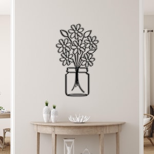 Flower Vase Wall Art | 3D Wood Decor | Floral Gift | Handmade Flower Decor | Rustic Home Decoration | Wooden Flower Wall Art