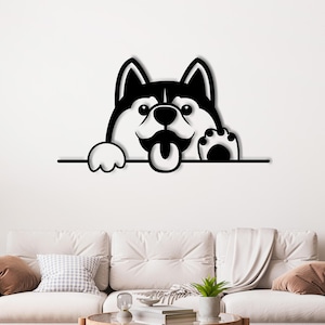 Husky 3D Wood Wall Art | Custom Color | Dog Lover Wall Decor | Handmade Pet Silhouette Sign | Modern Animal Wall Art Rustic Home Decoration