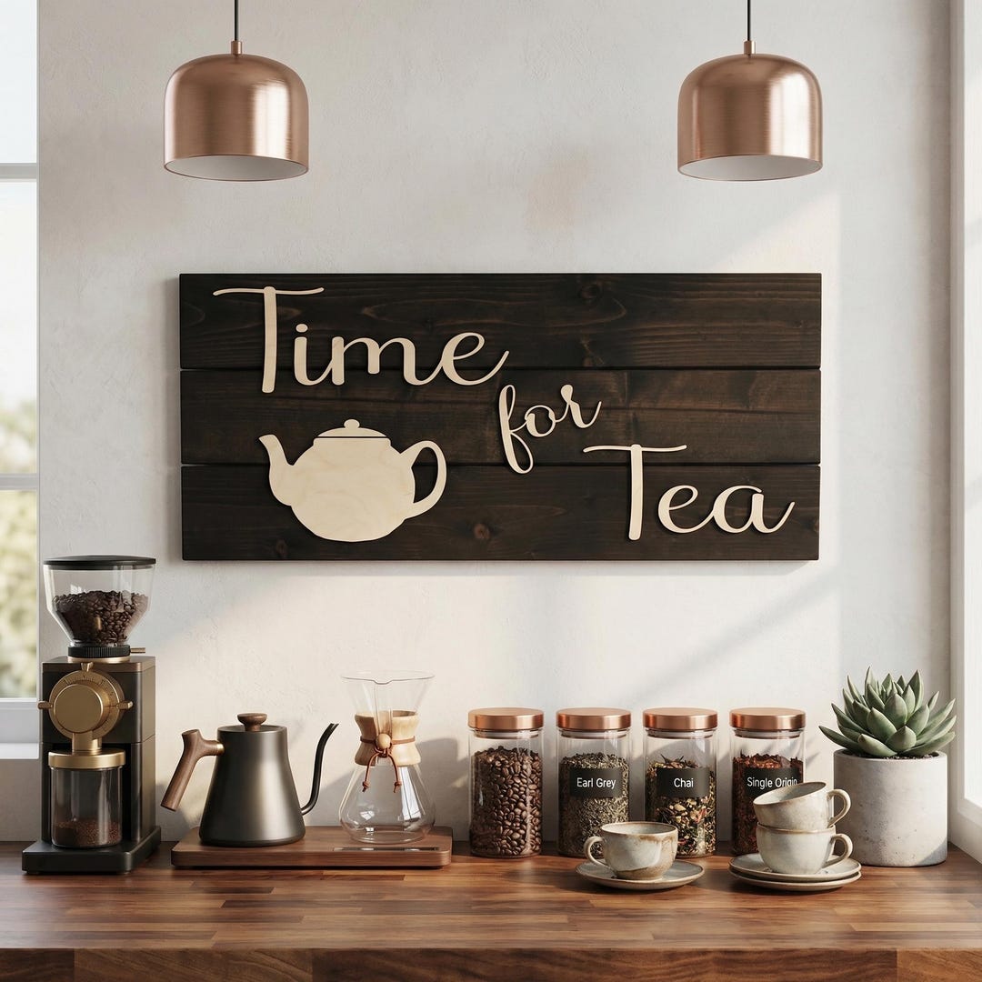 Time For Tea Sign Time for Tea Sign | 3D Raised Wood Pallet Art | Customizable Colors ...